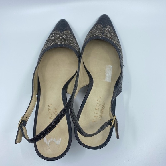 Talbots Tweed Slingback Kitten Heels | Size 10 | Classic Pointed Toe Pumps - Picture 7 of 9